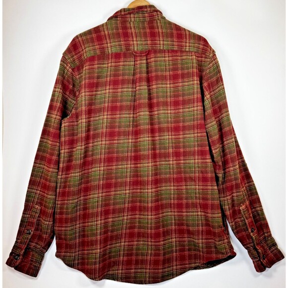 Orvis Mens XL Plaid Flannel Shirt Jacket Red Green Heavyweight Outdoor Workwear - Picture 5 of 15